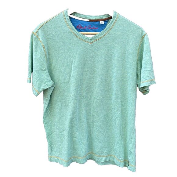 Robert Graham T-Shirt Size Medium Classic Fit V-Neck Green Short Sleeve Men's - Picture 1 of 8